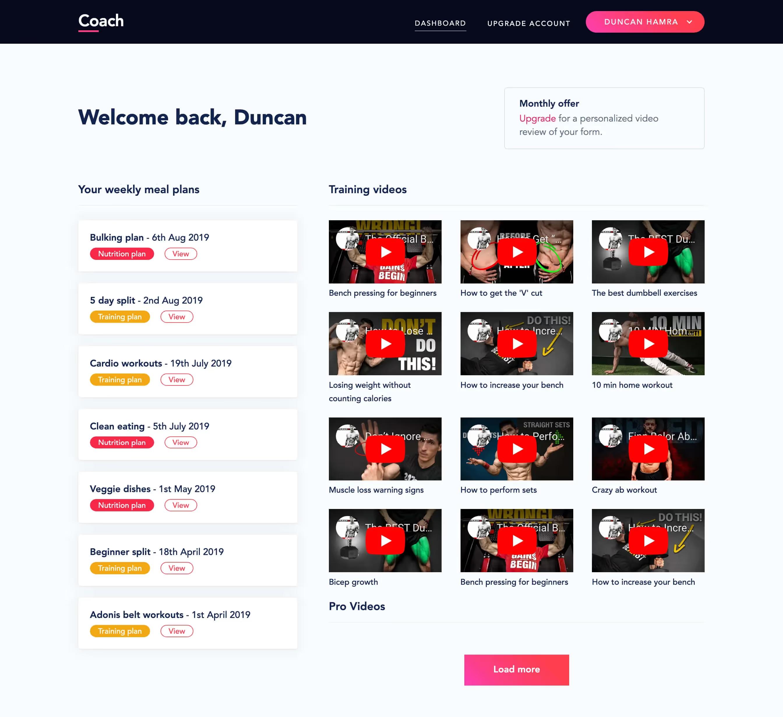Fitness Dashboard