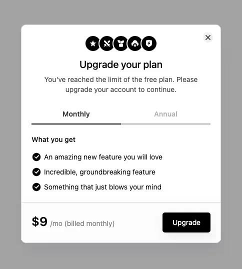 2 Tier Upgrade Modal
