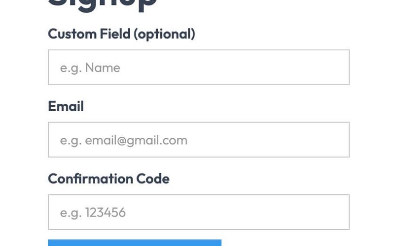 Unstyled Passwordless Signup