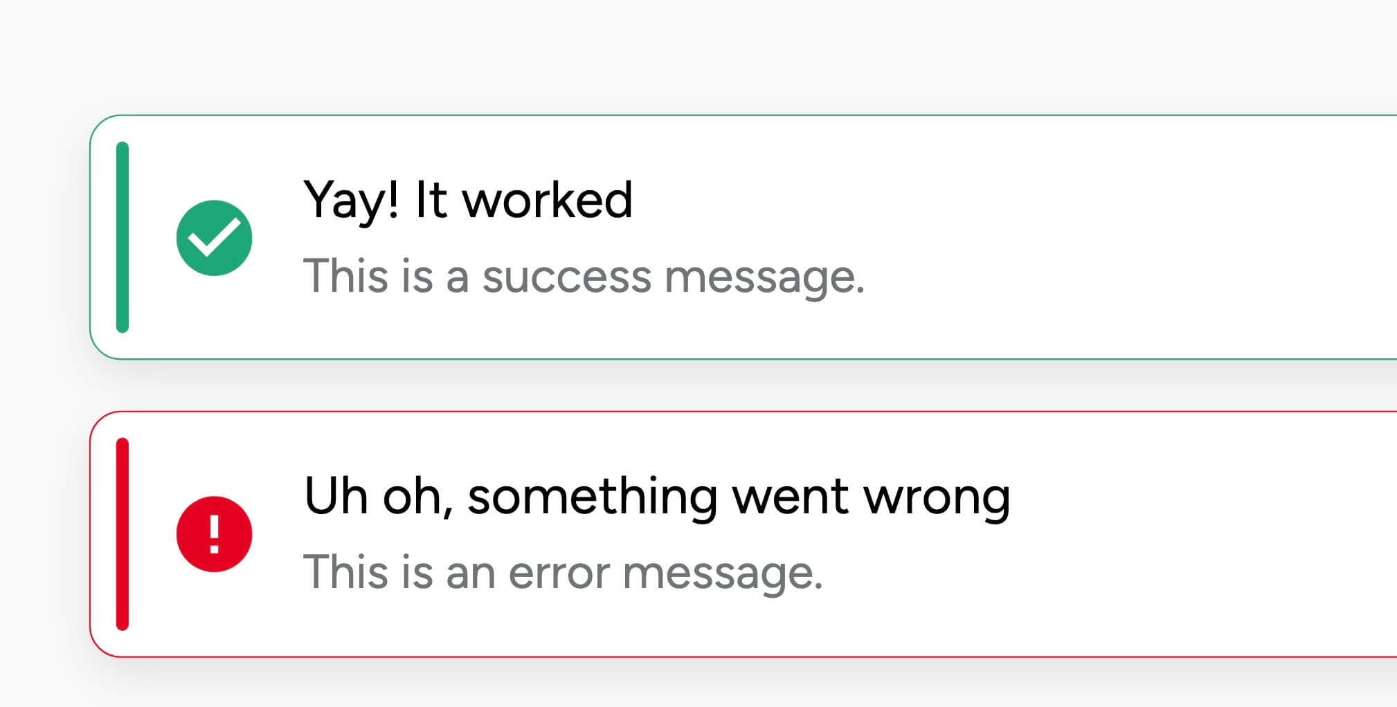Error and Success Boxes