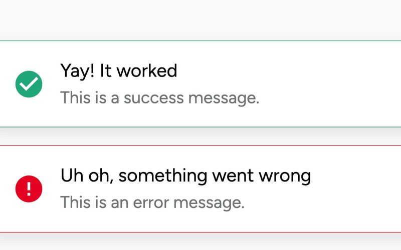 Error and Success Boxes