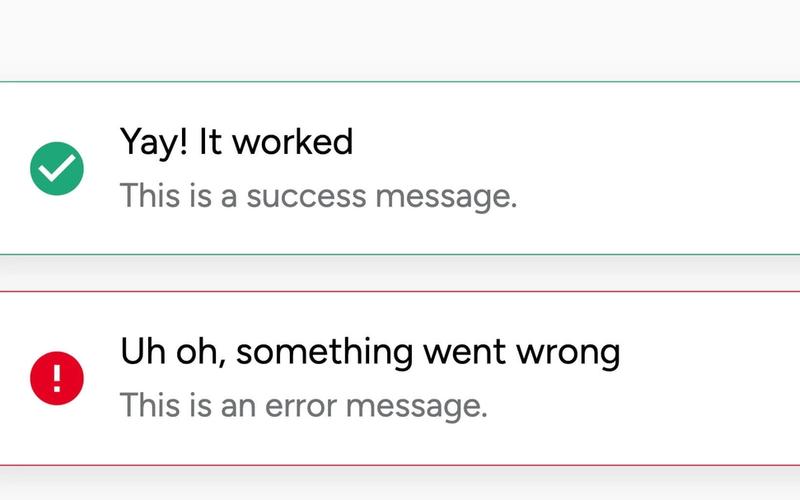 Error and Success Boxes