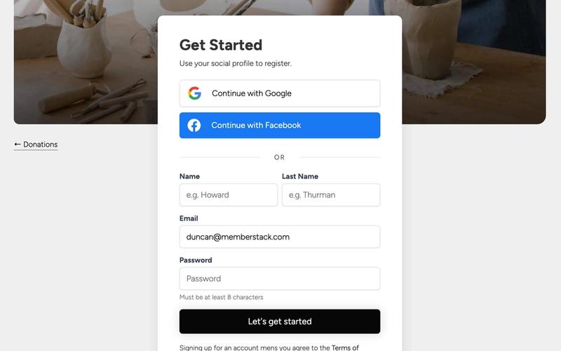 Donation Sign Up