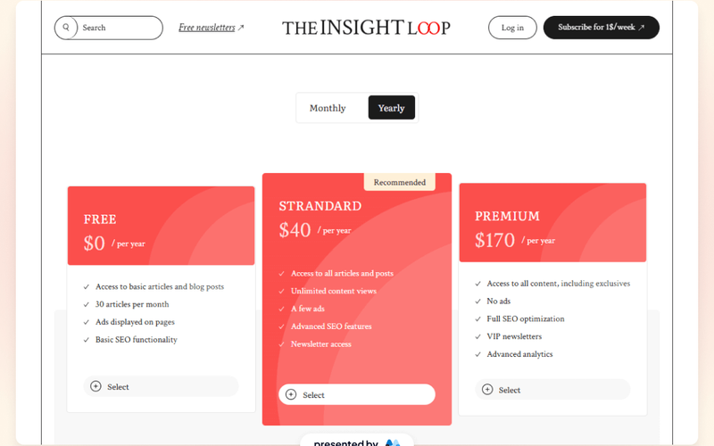 Insight Loop UI Kit Subscription Page