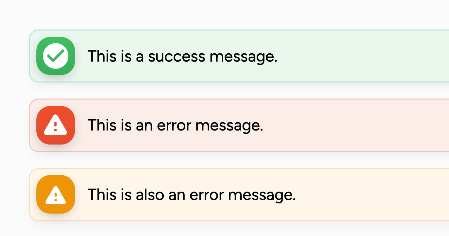 Success & Error Messages