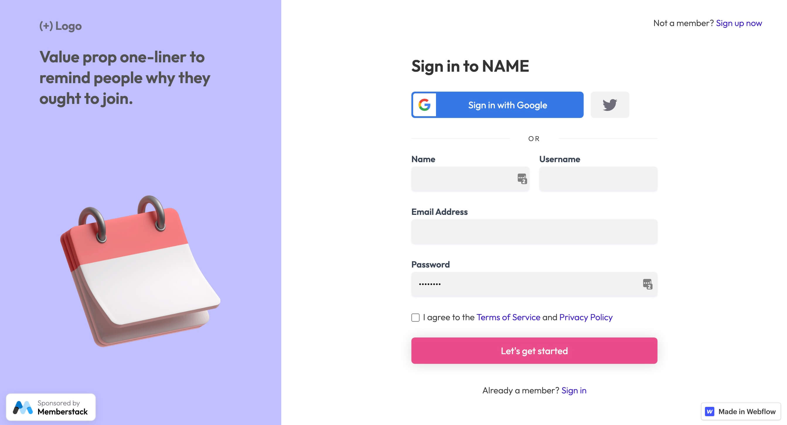 Dribbble Signup Form