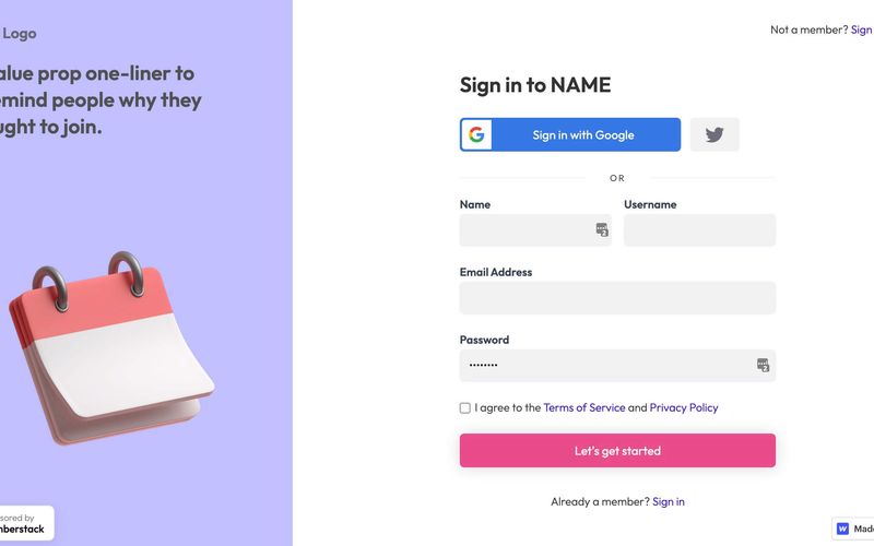 Dribbble Signup Form
