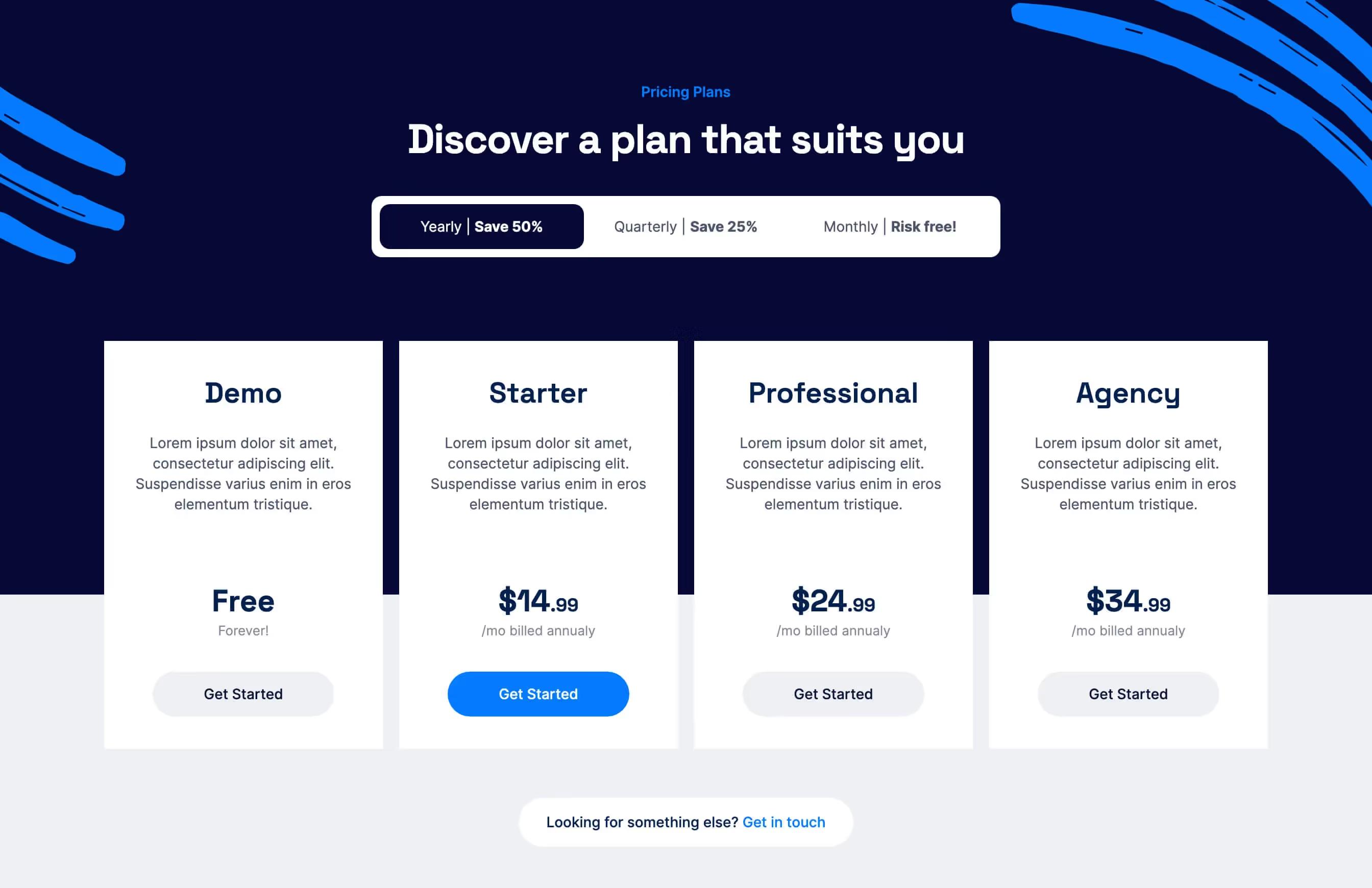 Pricing Table Tabs
