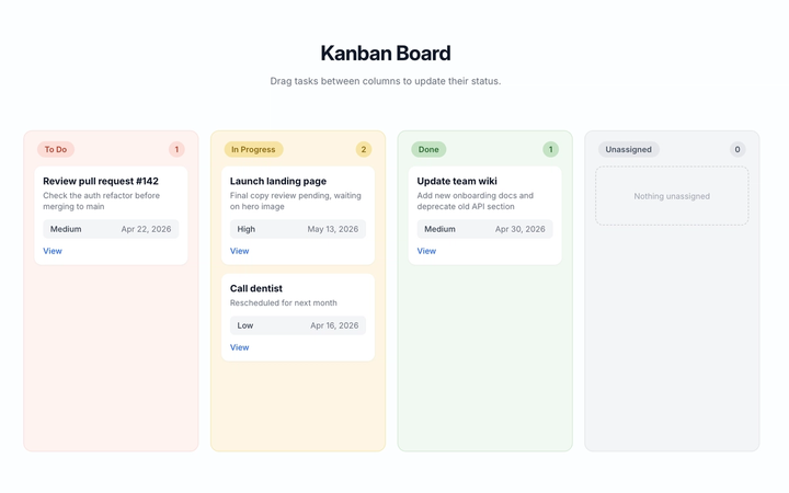 Kanban View (Data Tables)