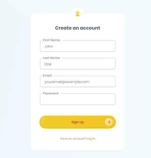 Yellow Sign Up Form