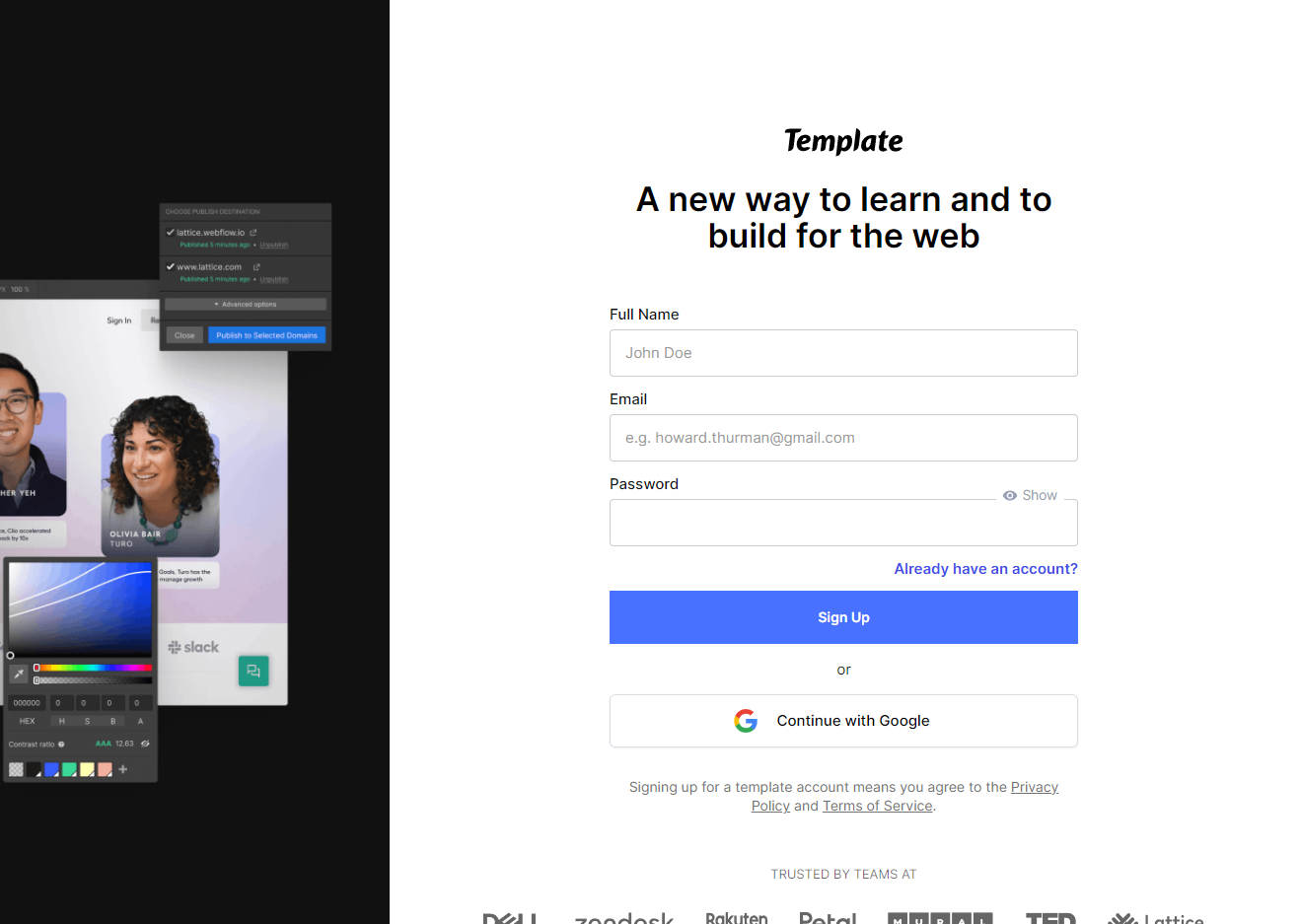 Webflow University Sign Up