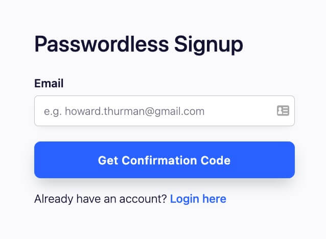 Passwordless Signup