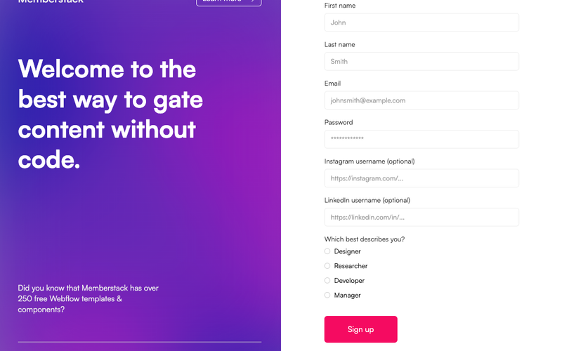 Complex Sign Up Form