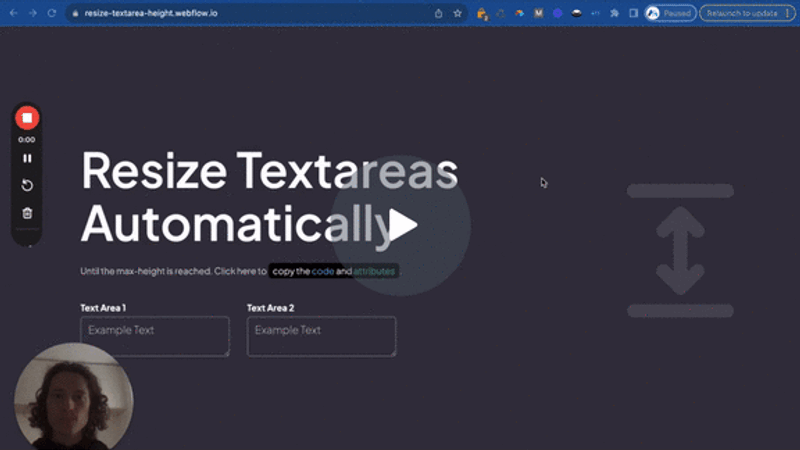 #102 - Redimensionner automatiquement la hauteur du Textarea