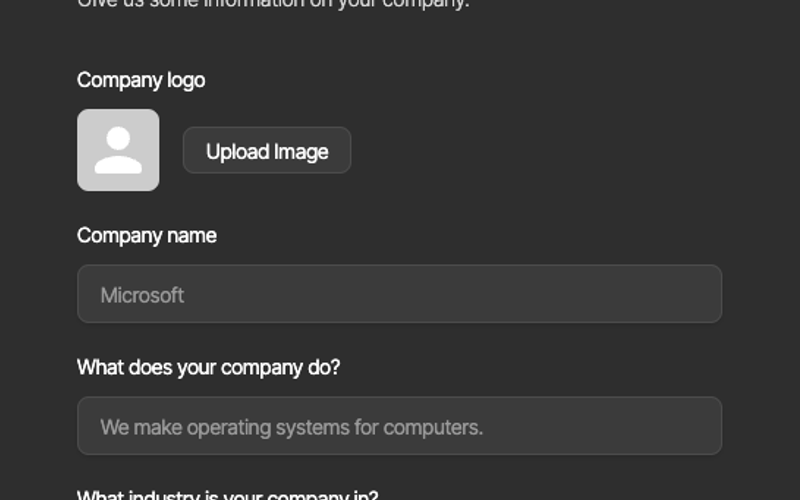 Dark Onboarding/Profile Form