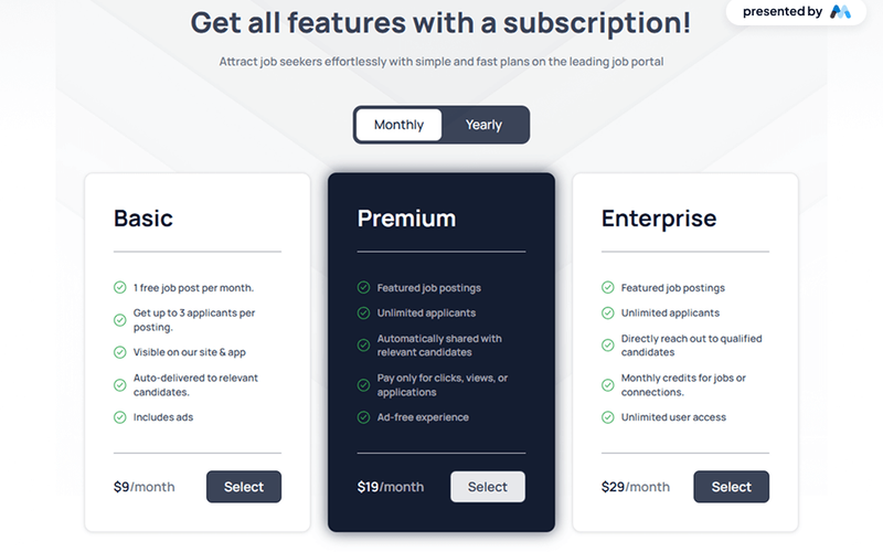 AeroKit UI Pricing01 Tiered Layout