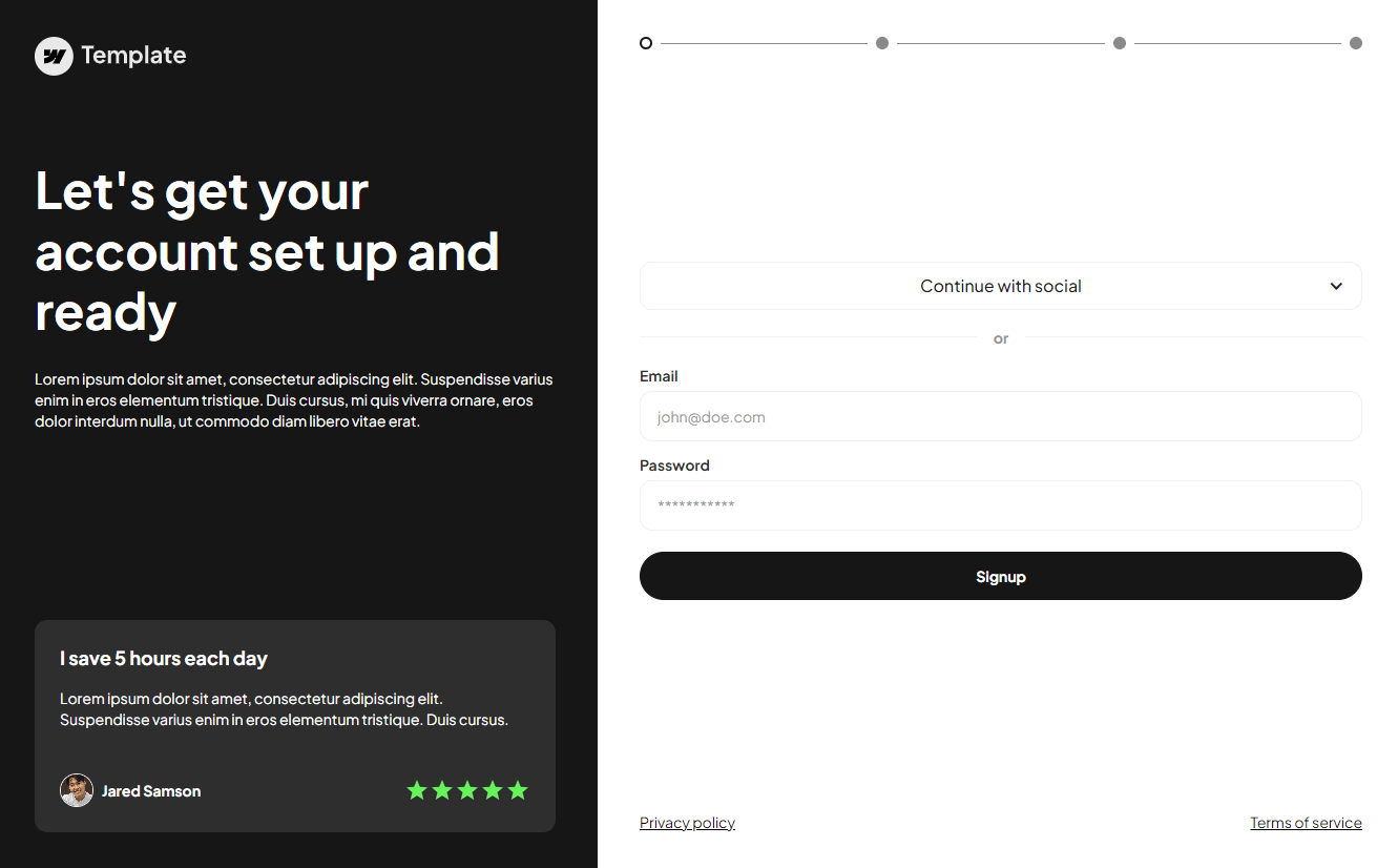 Signup Page With Progress