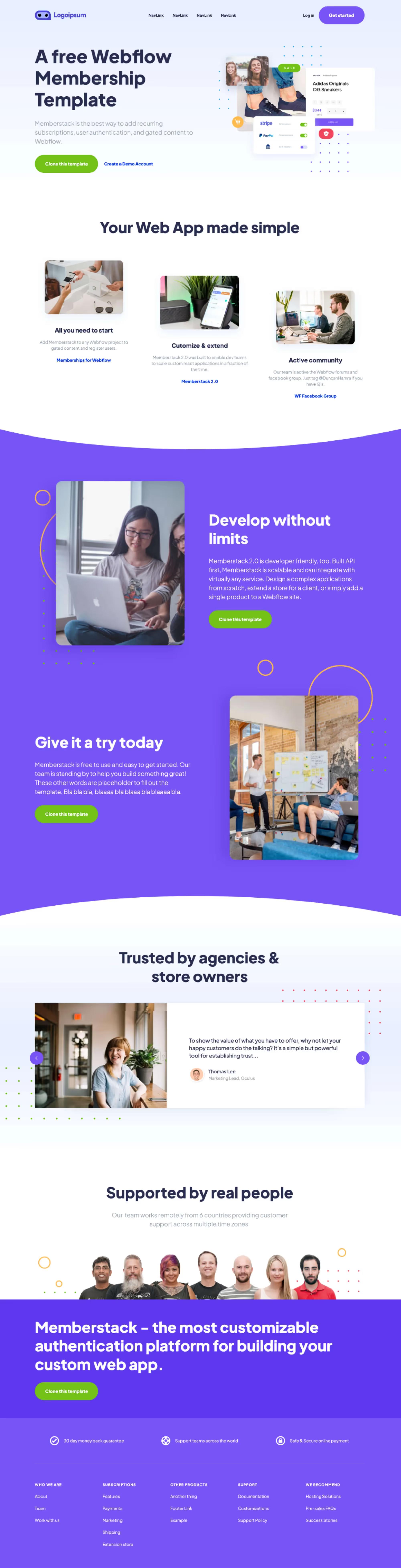 Webflow Membership Landing Page