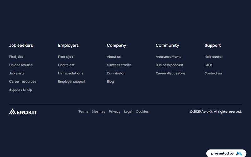 AeroKit UI Footer02 Links Hub