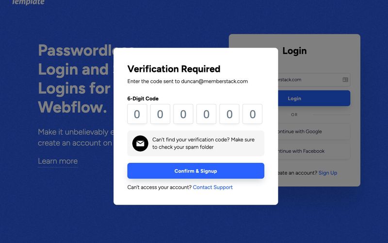 Passwordless Login w/ Modal