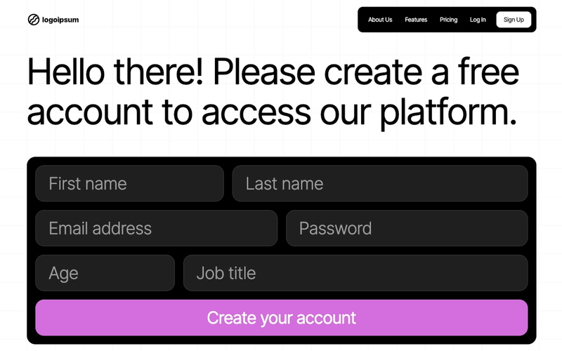 Bold Modern Sign Up