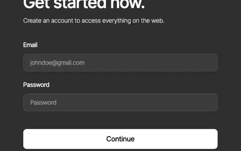 Dark Sign Up Step 1
