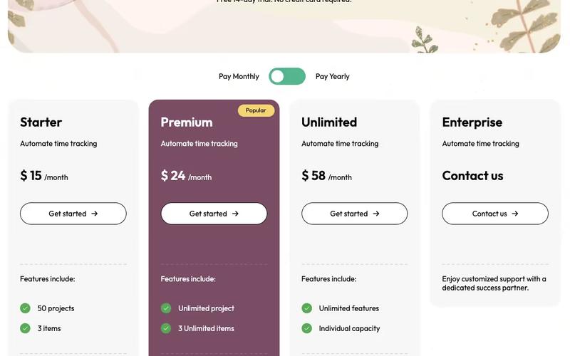 Neutral Pricing Table