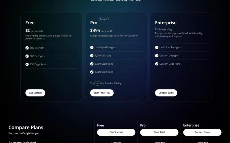 Dark Mode Pricing Table