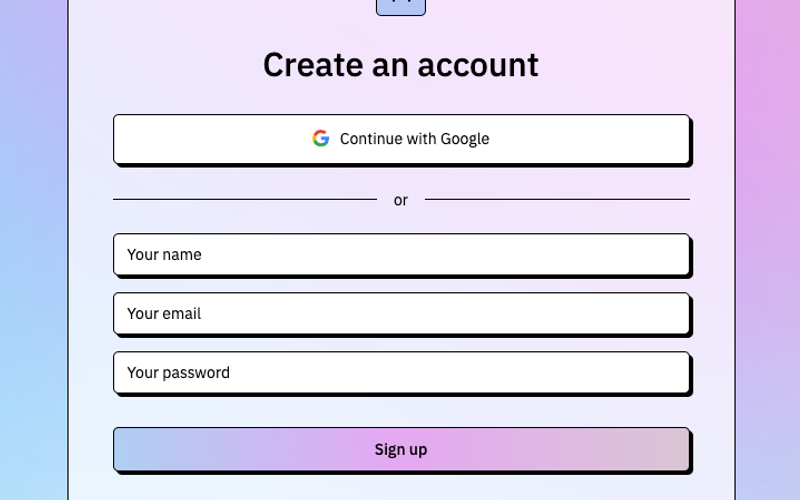 3D Signup Form