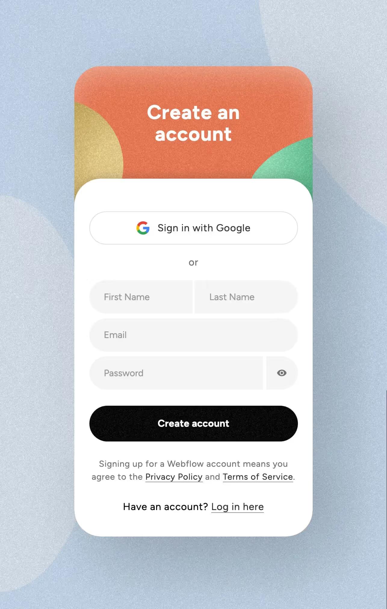 Mobile First Sign Up