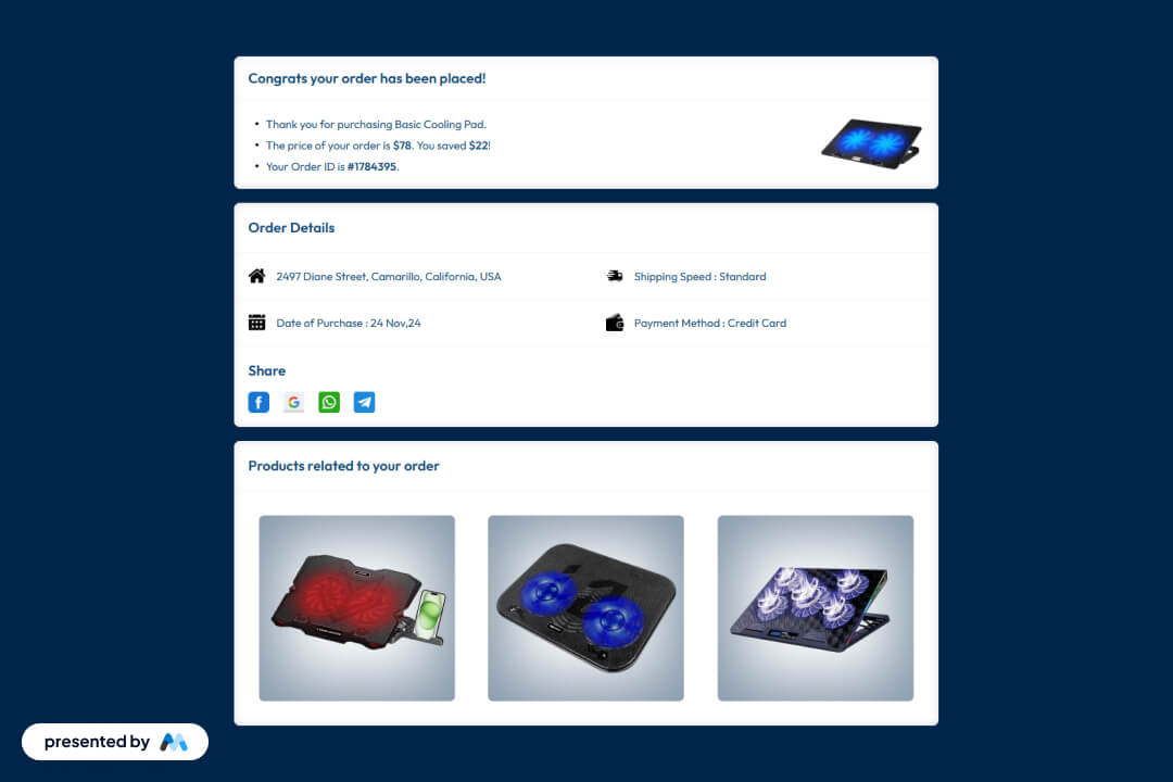 Order Confirmation UI