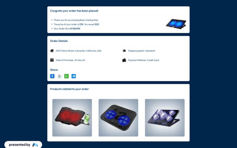 Order Confirmation UI