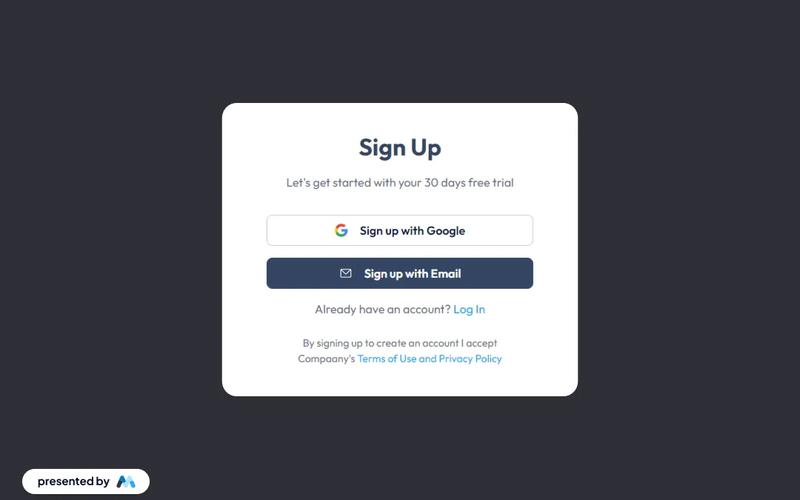 Sign up with Email modal