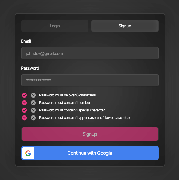 Tabbed Auth Forms