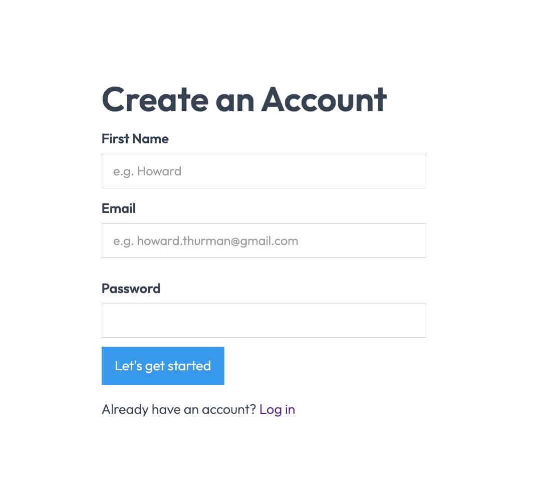Unstyled Signup