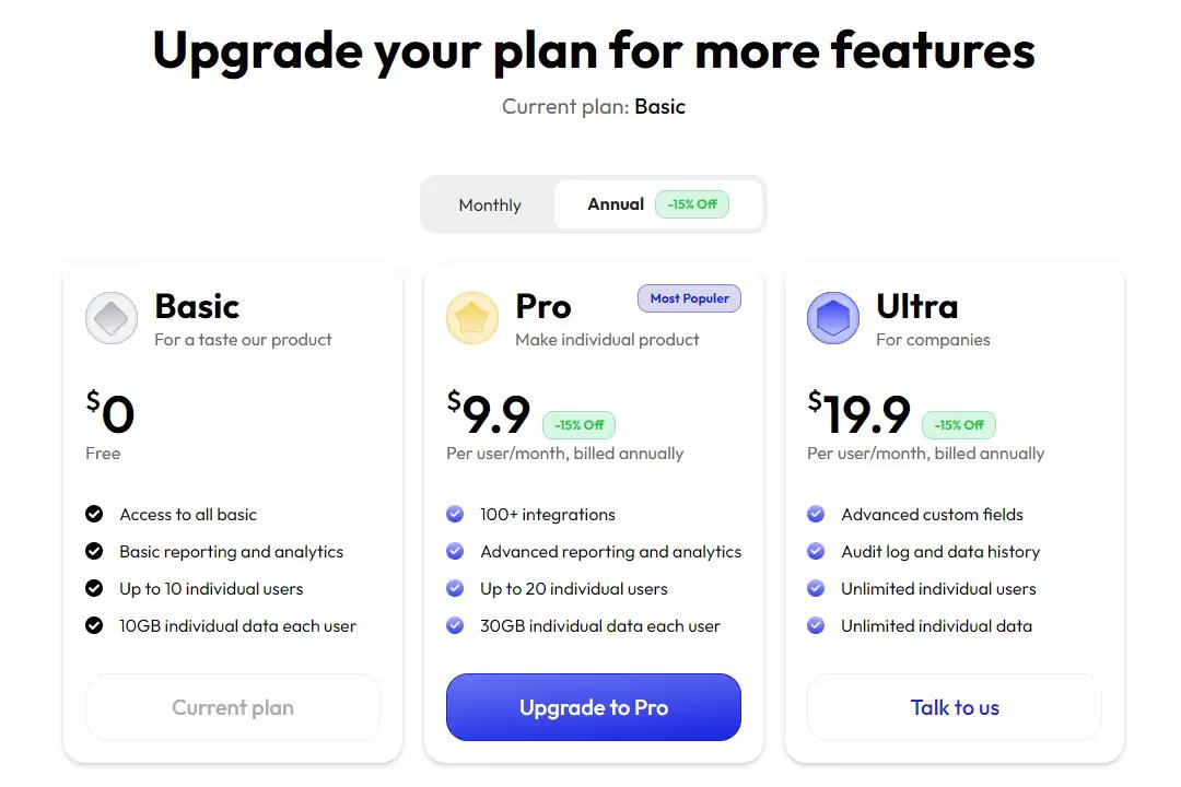 Upgrade Plan Design