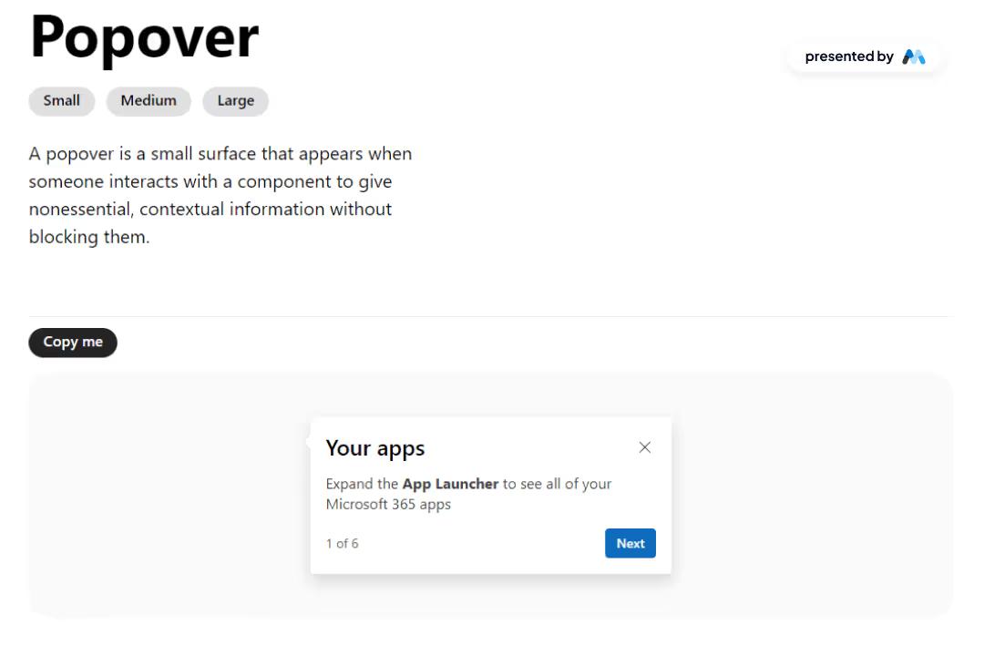 Microsoft Fluent Popover