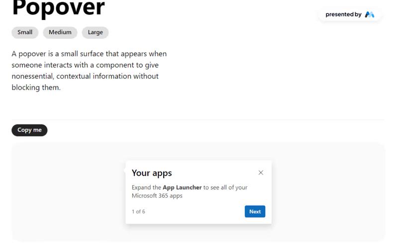 Microsoft Fluent Popover