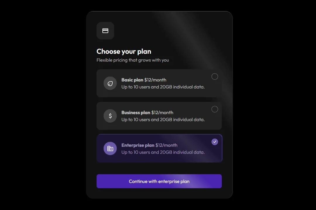 Plan Selection Modal