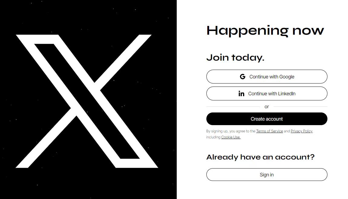 Redesigned X Signup Page