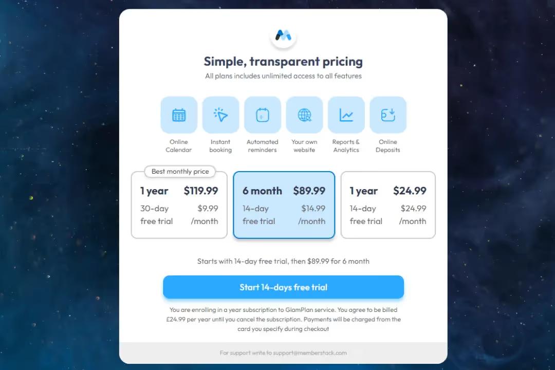 Galactic Pricing Modal