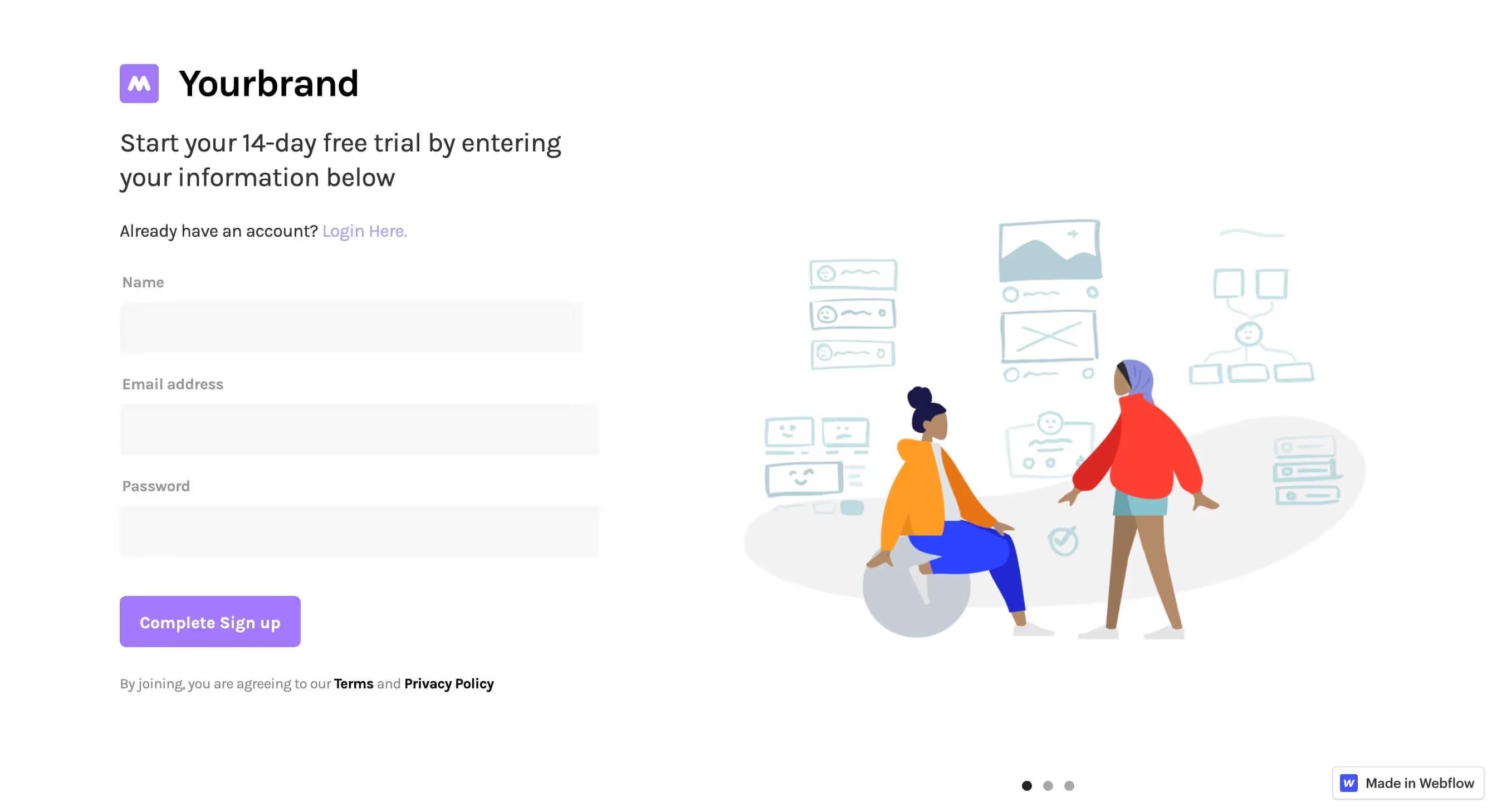 Flat Signup with Slider
