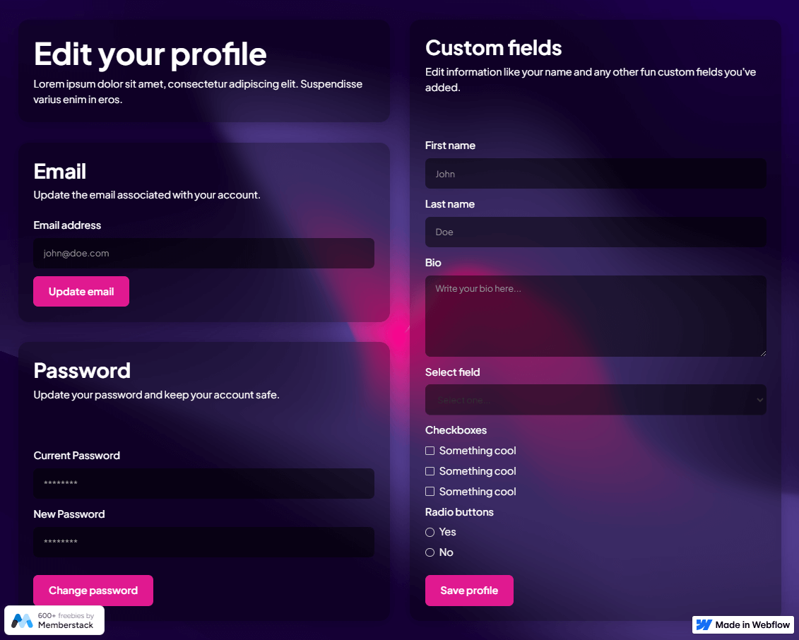 Glassmorphism Profile Page