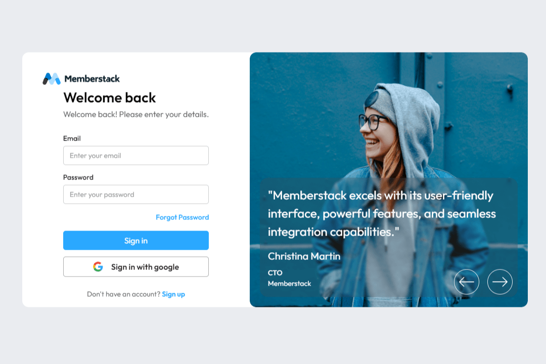 Carousel Login Panel