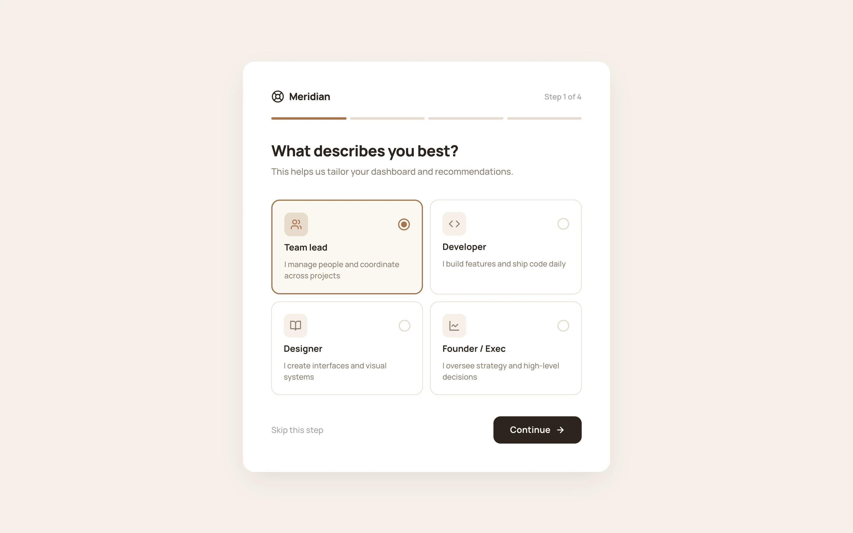 Card Wizard Onboarding Flow