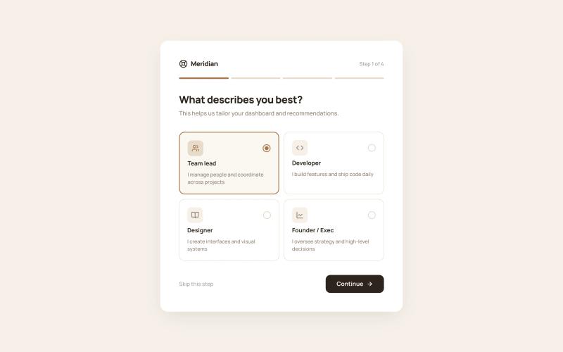 Card Wizard Onboarding Flow