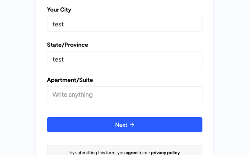 Multi Step Onboarding Form