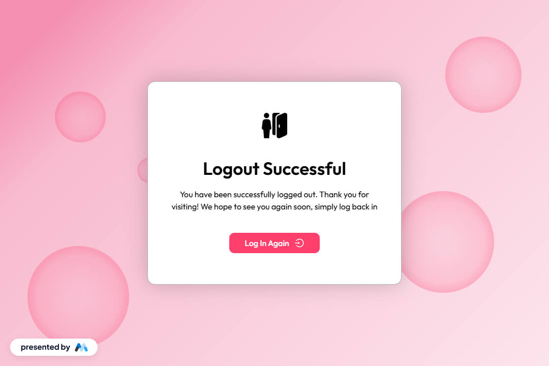 Logout Confirmation Card