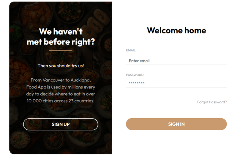 Food Themed Login Form