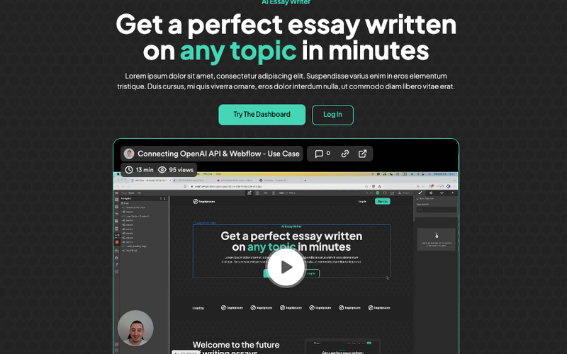 ChatGPT + Webflow | AI Essay Writer Template